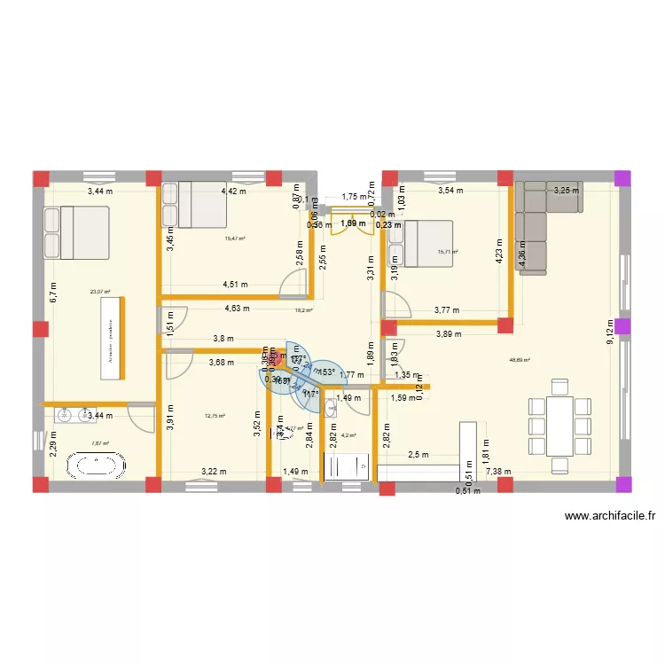 Plantilla Urb. Centro 38 Albacete_Distribucion 2. Plano de 9 Habitaciones y 151 m²