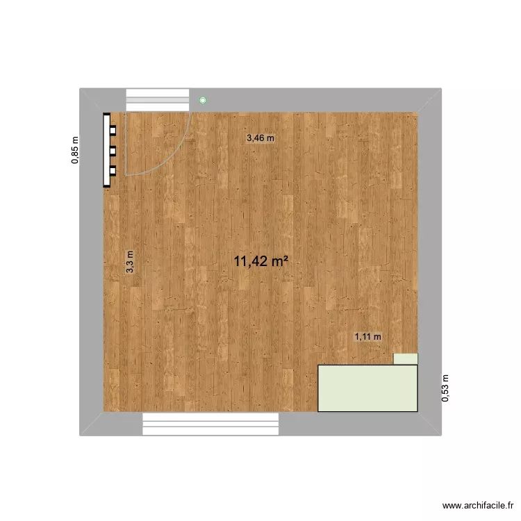 habitación auxiliar en blanco. Plano de 1 Sala y 11 m² habitación auxiliar en blanco. Plano de 1 Sala y 11 m²