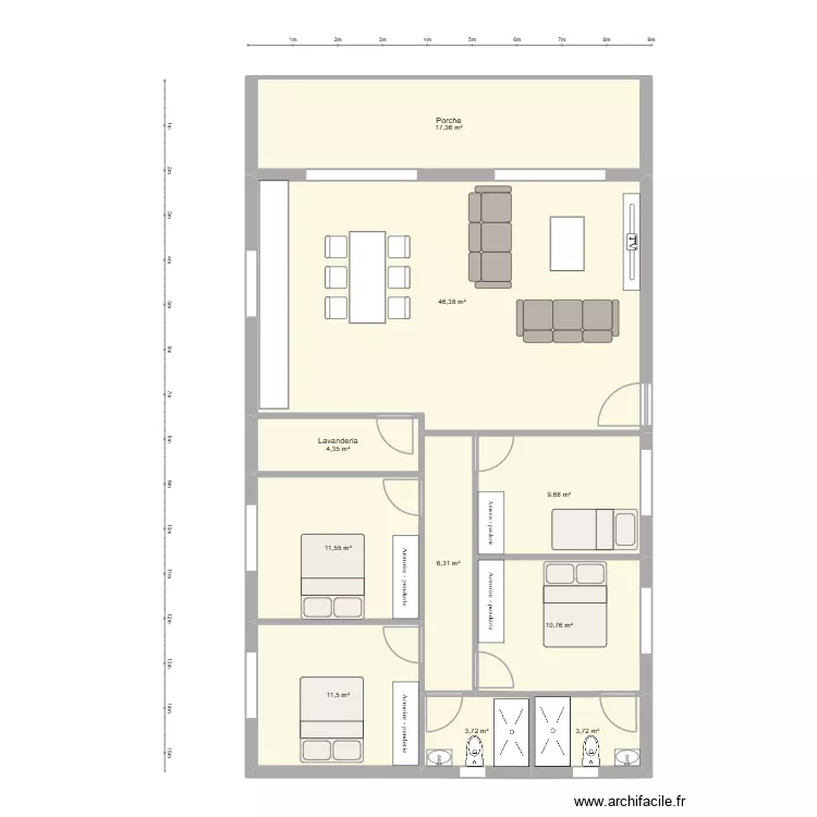 Plano 3 casa pueblo. Plano de 10 Habitaciones y 125 m² Plano 3 casa pueblo. Plano de 10 Habitaciones y 125 m²