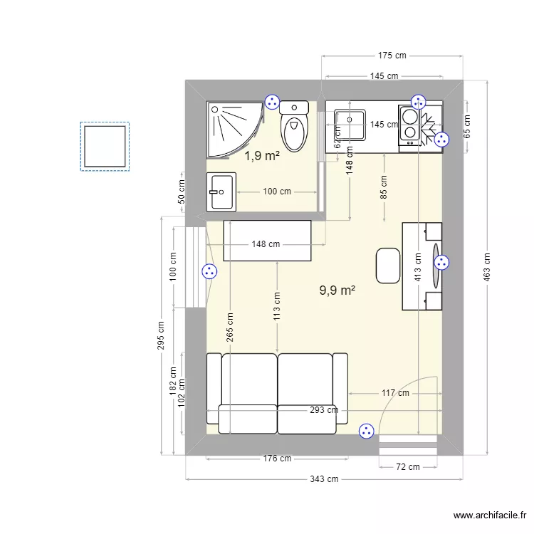 Plan studio - 35004 Porte Galandache SDB. Plano de Plan studio - 35004 Porte Galandache SDB. Plano de