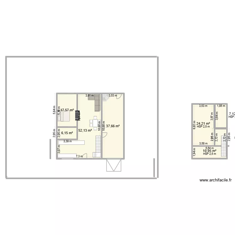 villanua basic. Plano de 8 Habitaciones y 161 m²