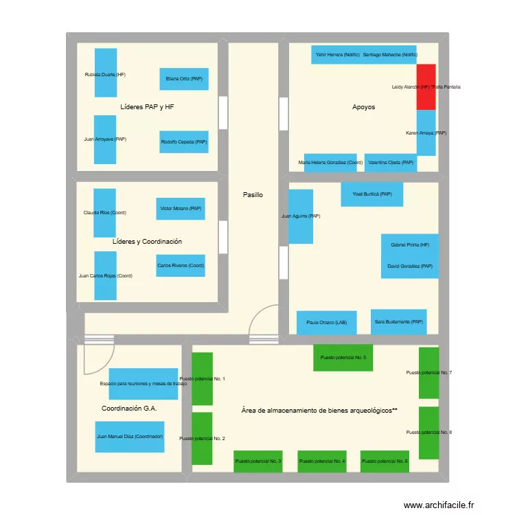 Oficina Grupo de Arqueolog&iacute;a. Plano de 6 habitaciones y 101 m²