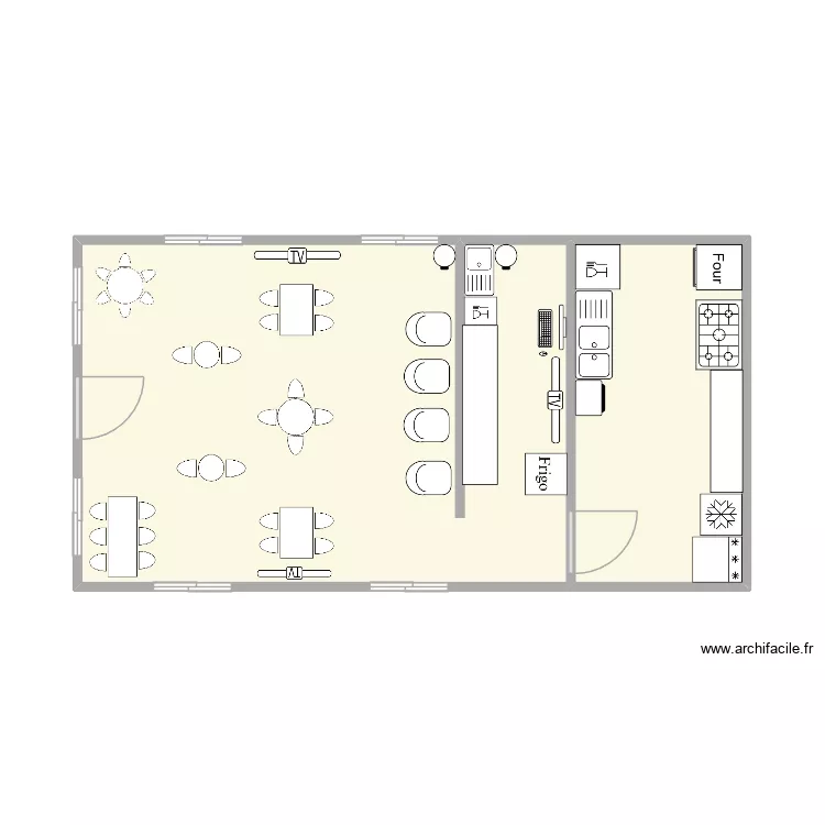 cafeteria de sintecis. Plano de 2  y 36 m²