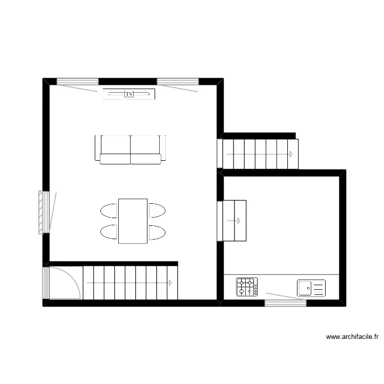Malga1. Plano de 2 habitaciones y 30 m²