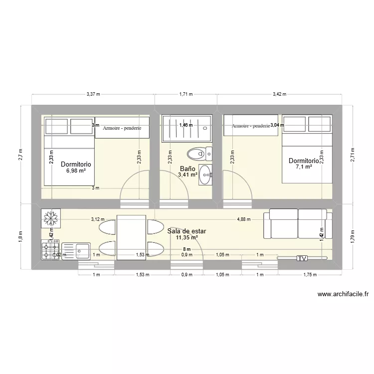 4x8.1 otro. Plano de 4 habitaciones y 29 m²