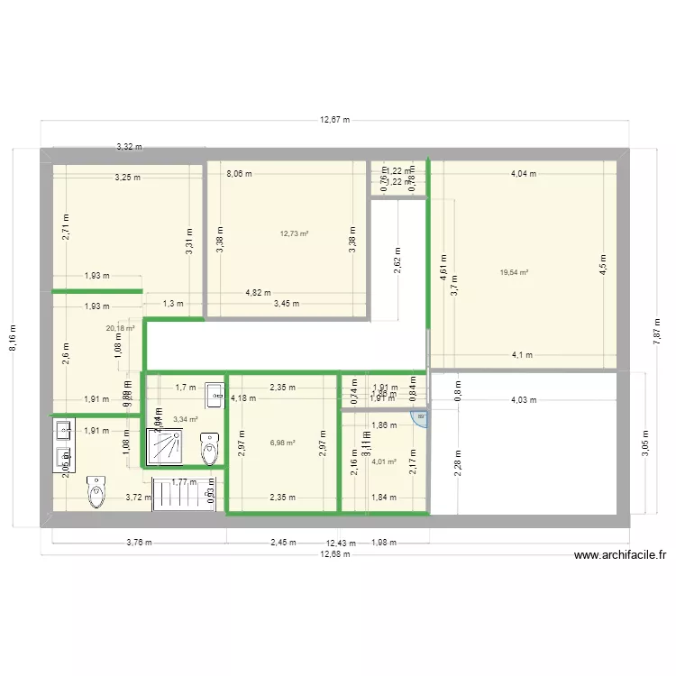 CASA 100,2. Plano de 6  y 67 m²