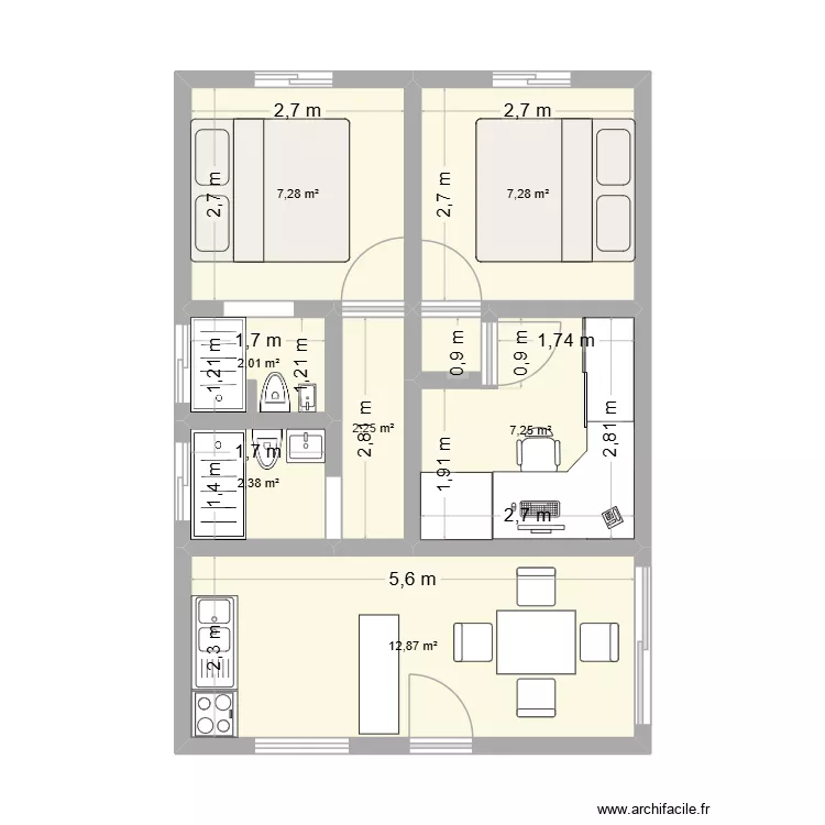 PLANO CASA. Plano de 7 Habitaciones y 41 m²