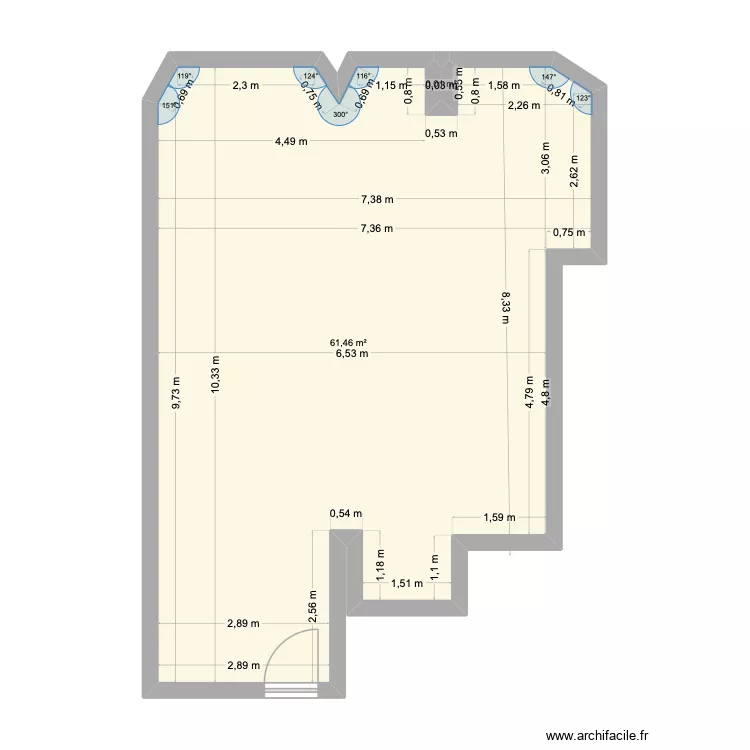 villanueva 2. Plano de 2  y 61 m²