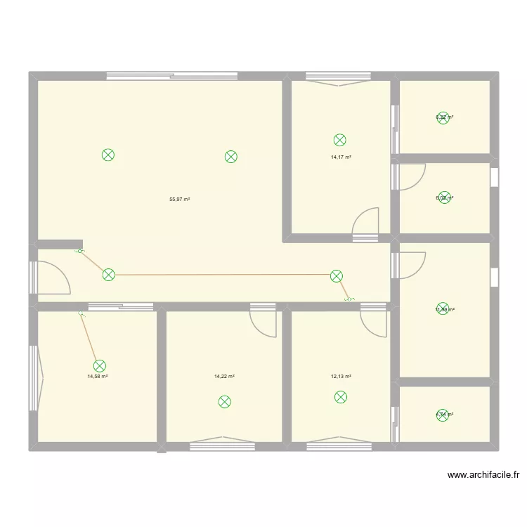 casita enchufes. Plano de 9  y 139 m²