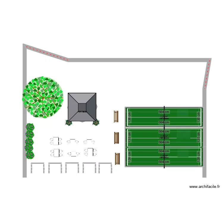 cancha de tennis . Plano de 
