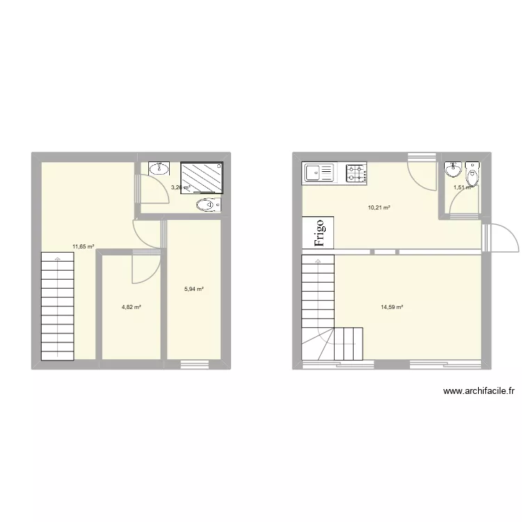 caba&ntilde;a Pichilemu. Plano de 7  y 54 m²