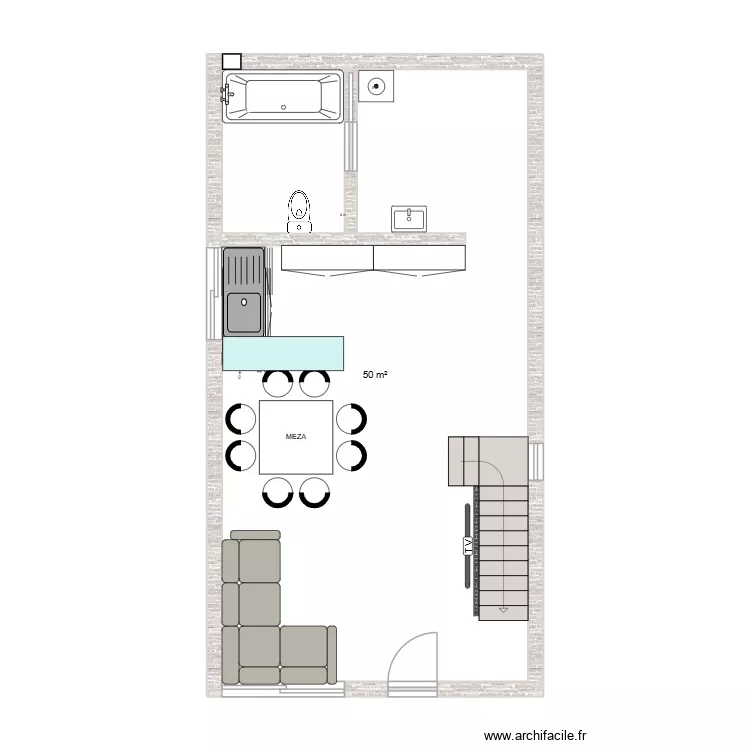 proyecto casa. Plano de 1 Sala y 50 m² proyecto casa. Plano de 1 Sala y 50 m²