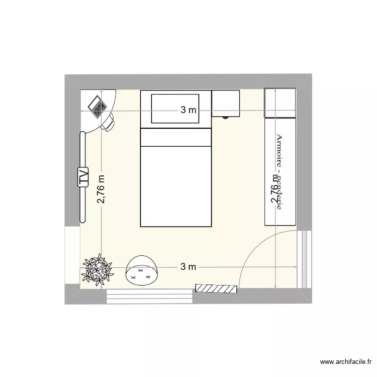 Rania Room. Plano de 1 Sala y 8 m² Rania Room. Plano de 1 Sala y 8 m²