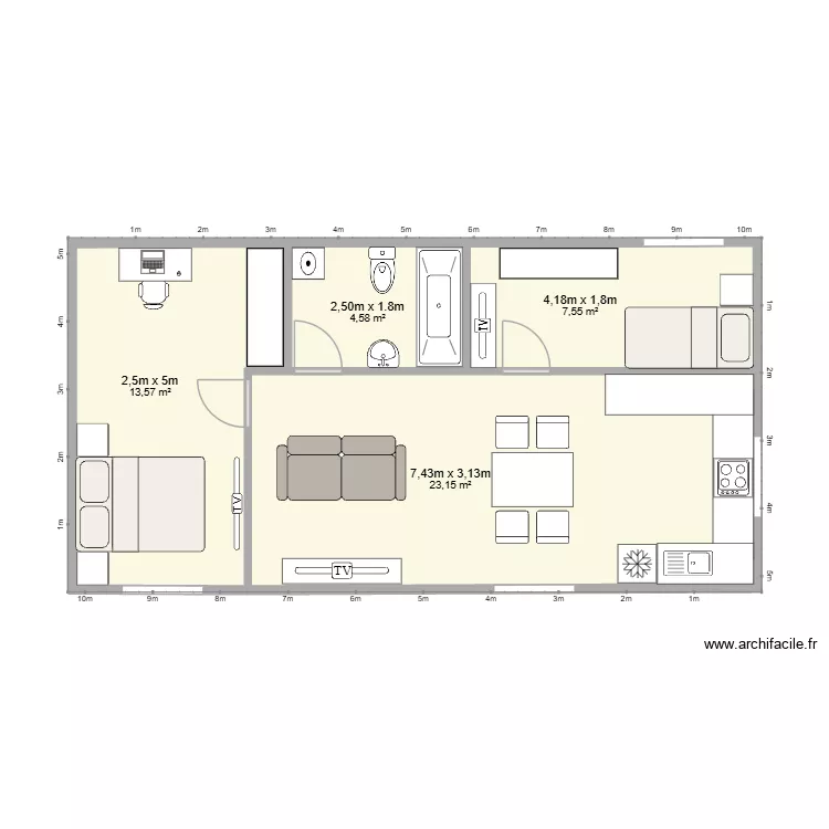 tercero. Plano de 4 Habitaciones y 49 m² tercero. Plano de 4 Habitaciones y 49 m²