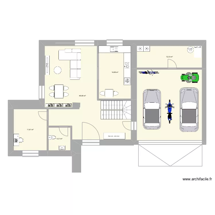 Primera planta Casa - Opci&oacute;n 1. Plano de 6  y 132 m²