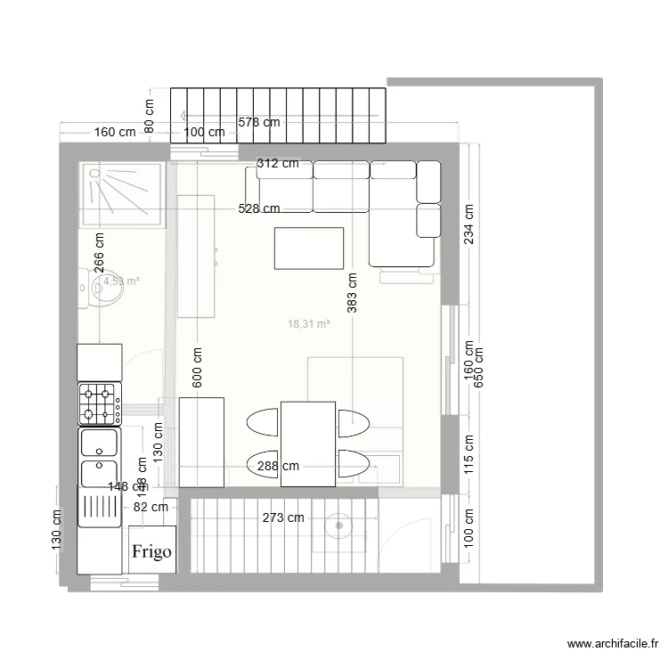 chew wam option escalera concreto. Plano de 