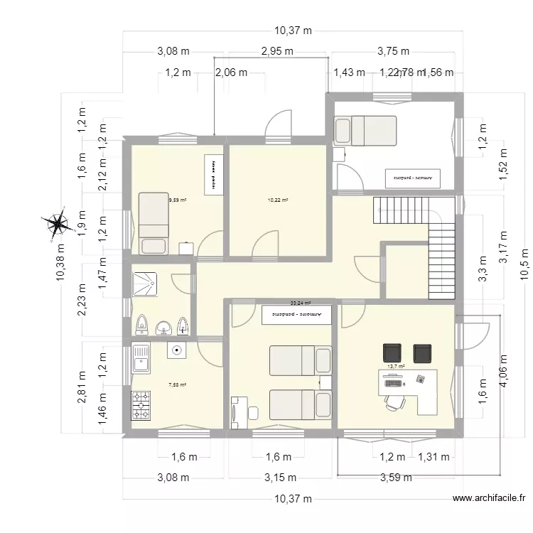 segunda planta original. Plano de 5 Habitaciones y 74 m² segunda planta original. Plano de 5 Habitaciones y 74 m²