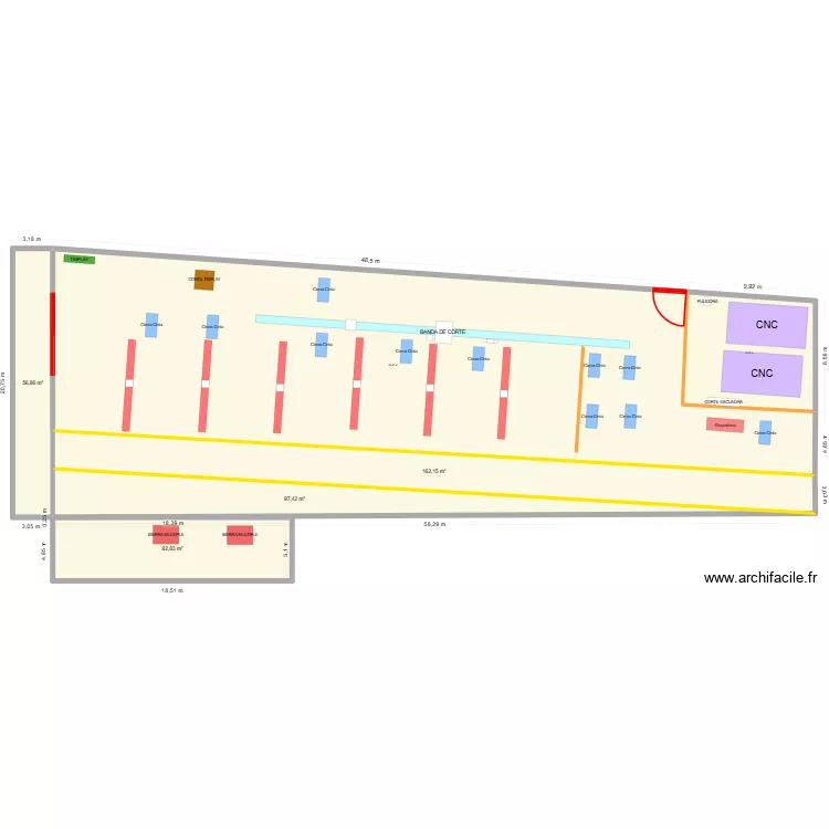 muebles. Plano de 6 Habitaciones y 1175 m²