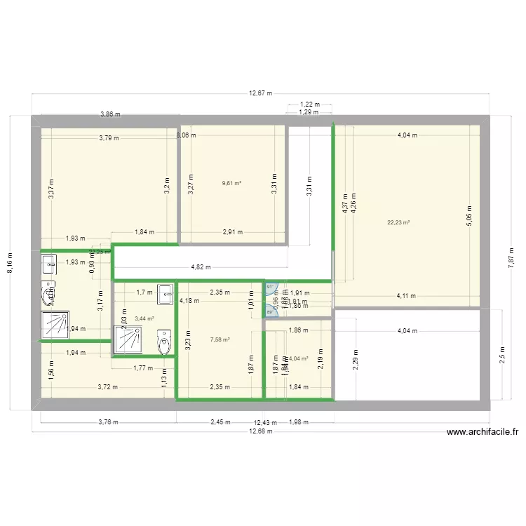 CASA 100. Plano de 6  y 69 m²