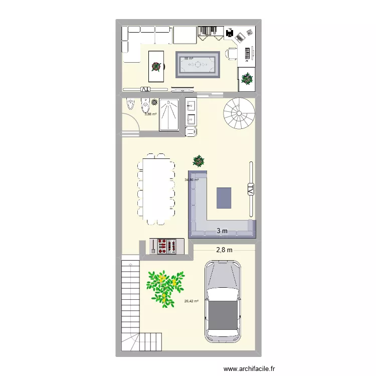 planta 2 terminada villa de reyes celaya. Plano de 4  y 83 m²