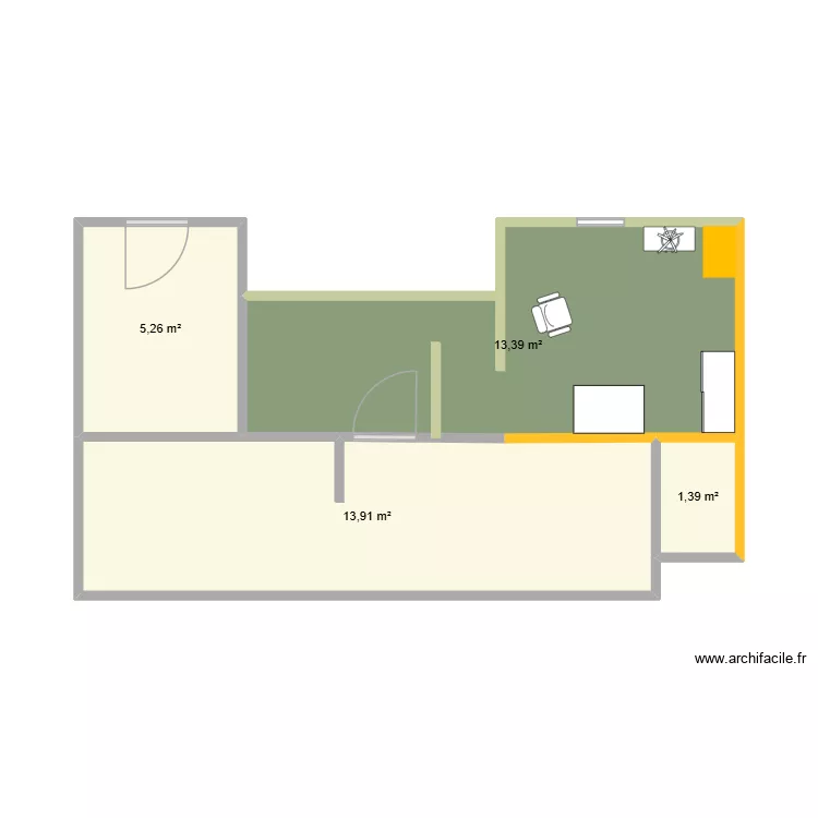 casa de hector. Plano de 4  y 34 m²