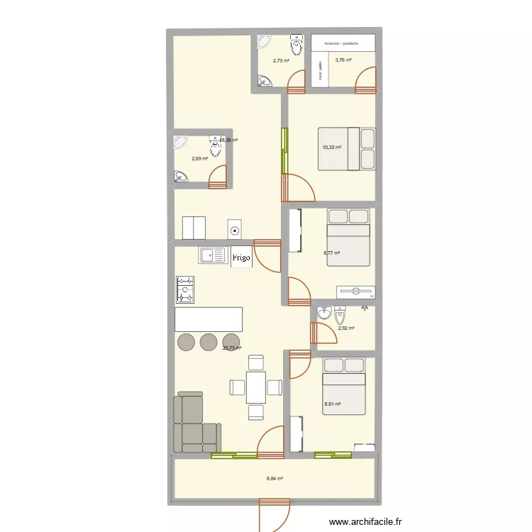 Casa completa. Plano de 10  y 93 m²