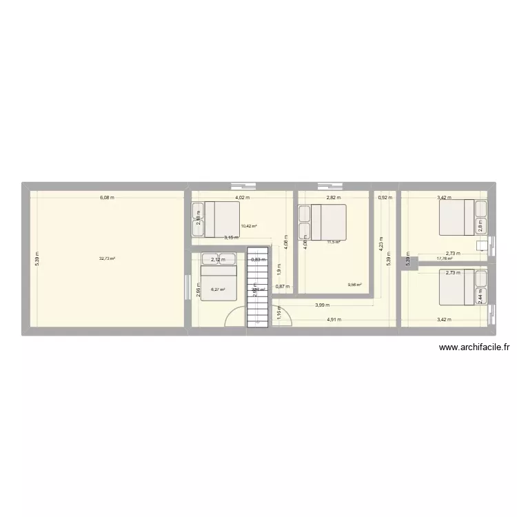 Quesa modificada planta superior. Plano de 7 Habitaciones y 91 m² Quesa modificada planta superior. Plano de 7 Habitaciones y 91 m²