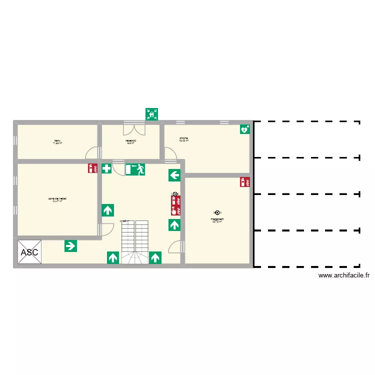 Planta baja.. Plano de 6  y 127 m²