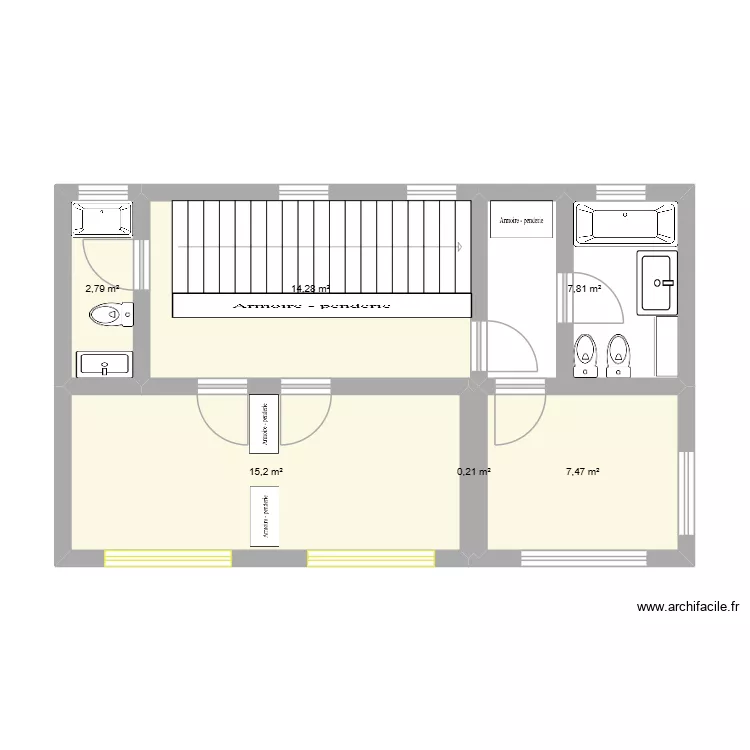 1&ordm; PLANTA. Plano de 6 habitaciones y 48 m²