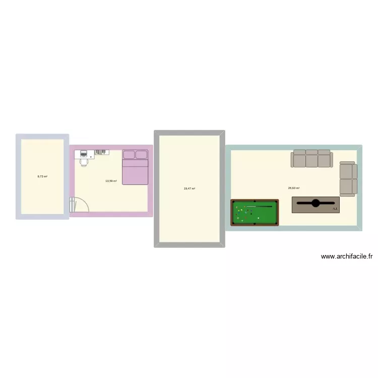 dami te amo. Plano de 4 Habitaciones y 71 m² dami te amo. Plano de 4 Habitaciones y 71 m²