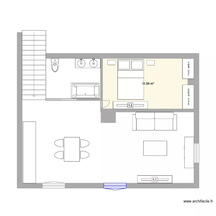pikin_loft3. Plano de 1  y 12 m²