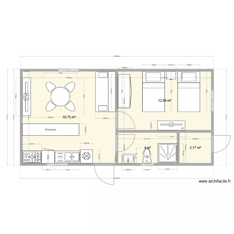 Campo J. Plano de 4 y 37 m² Campo J. Plano de 4 y 37 m²