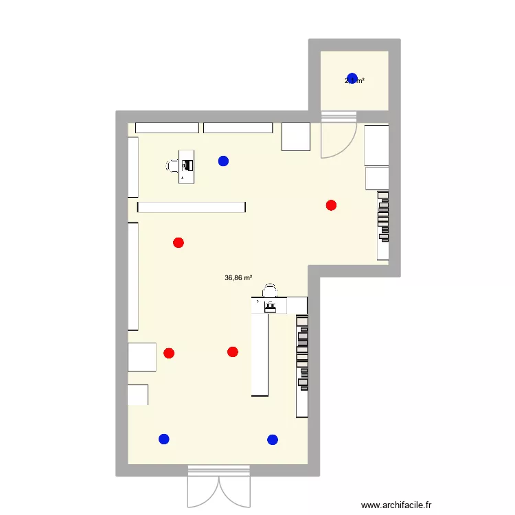 puntos frios calientes. Plano de 2  y 39 m²