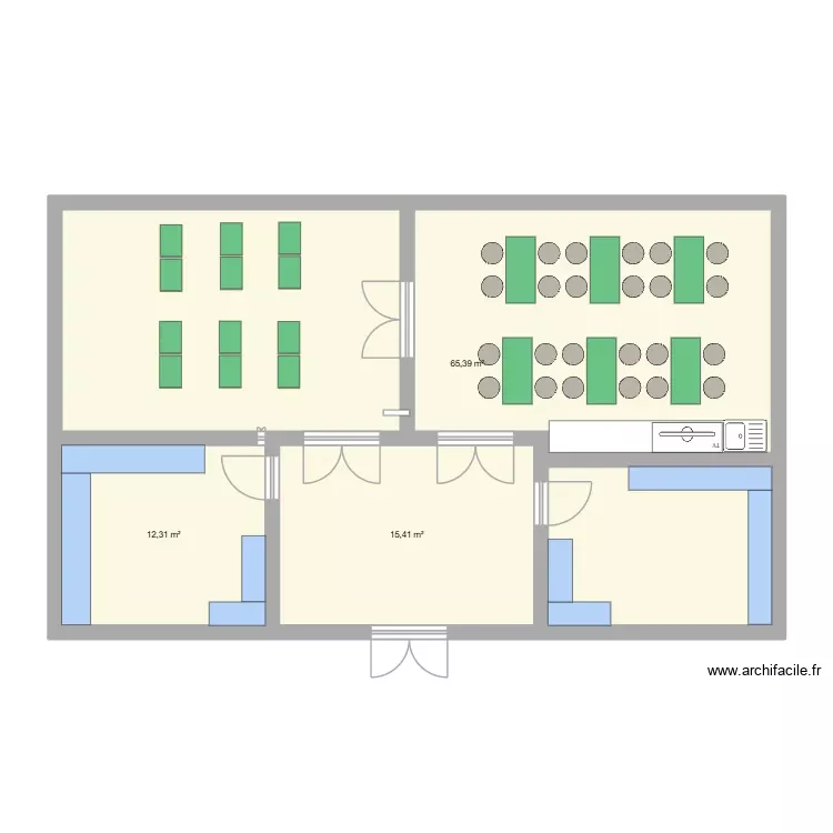 trabajo techno. Plano de 3 Habitaciones y 93 m²