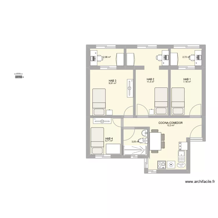 CAMARENA2. Plano de 8  y 55 m²