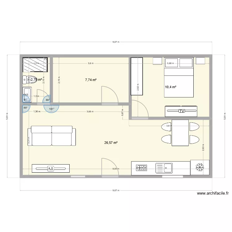 juan. Plano de 4  y 48 m²