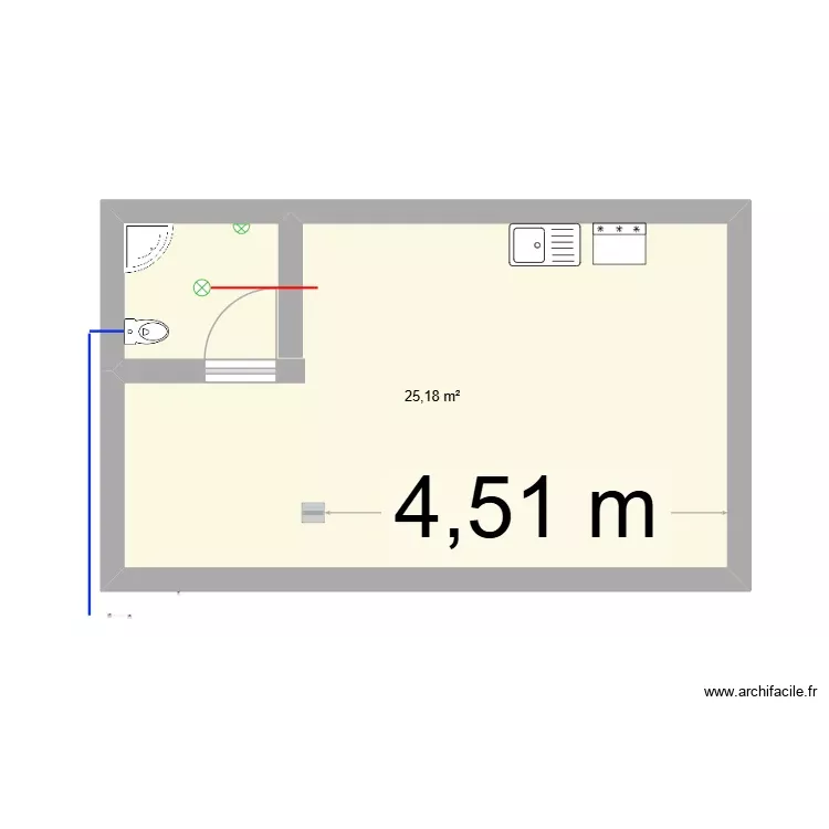Plan. Plano de 1 Sala y 25 m² Plan. Plano de 1 Sala y 25 m²