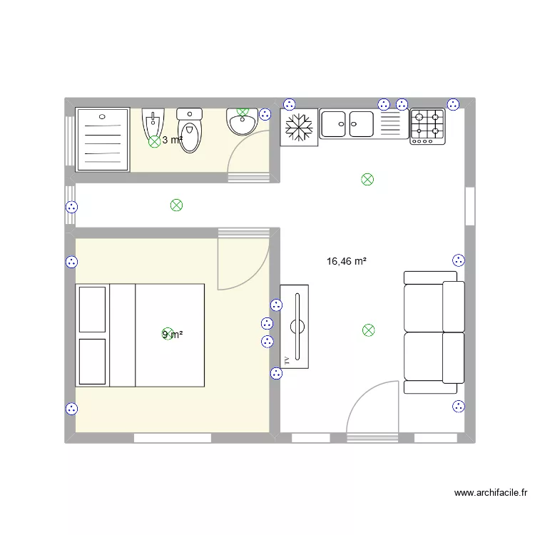 6/5. Plano de 3  y 28 m²