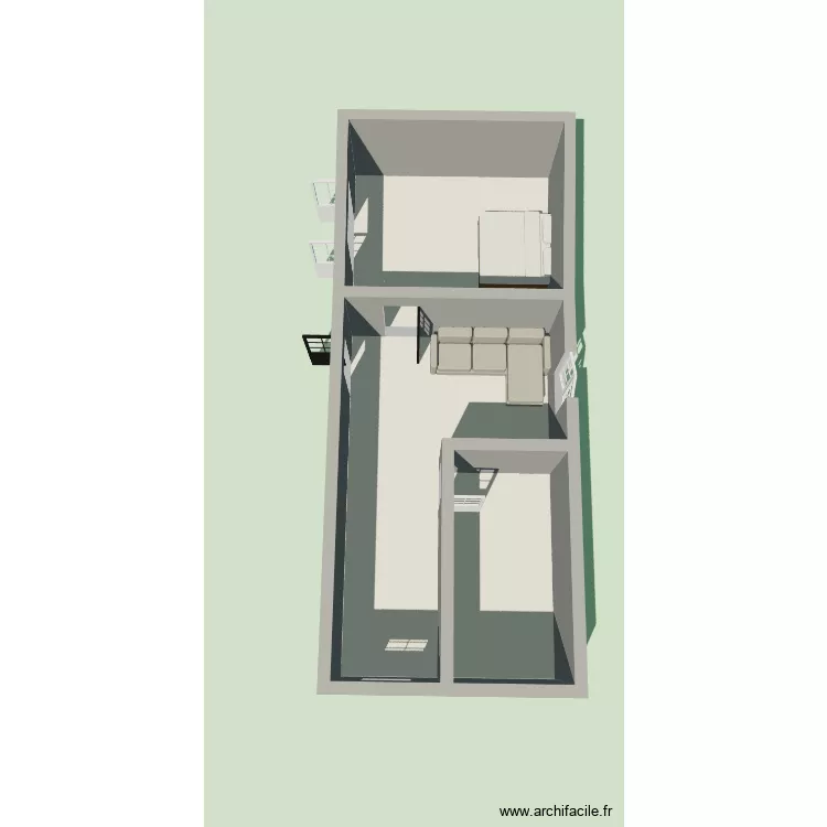Raxas. Plano de 3 Habitaciones y 55 m² Raxas. Plano de 3 Habitaciones y 55 m²