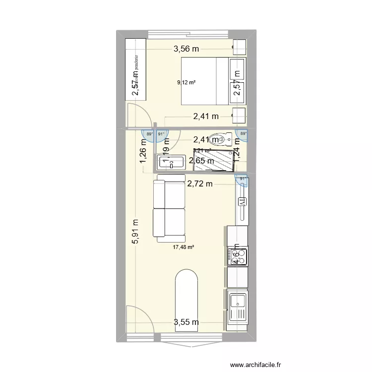 Semi sotanos. Plano de 3  y 30 m²