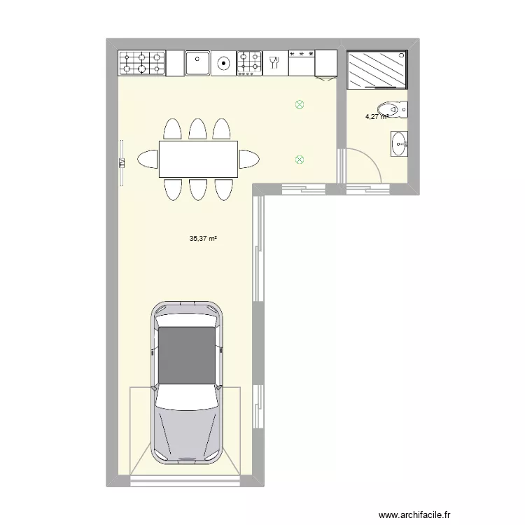siete aguas. Plano de 2 y 40 m² siete aguas. Plano de 2 y 40 m²