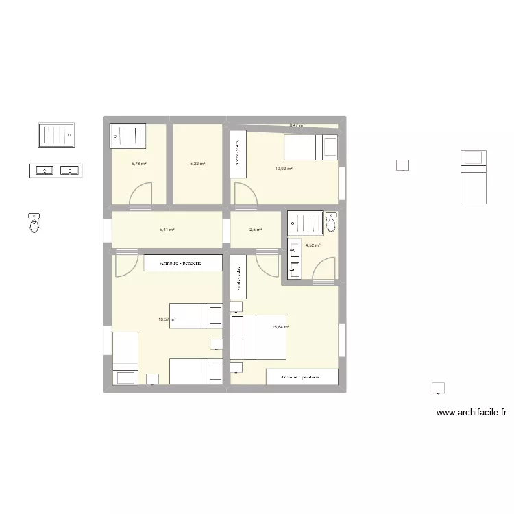 OPCION 1 DORMITORIOS. Plano de 9  y 68 m²