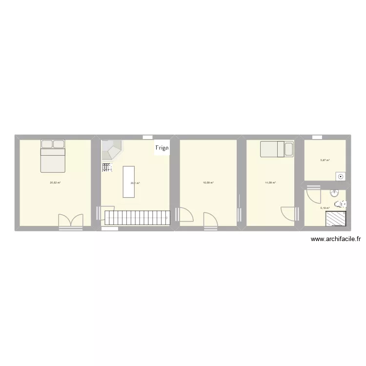 casa. Plano de 6 Habitaciones y 83 m²