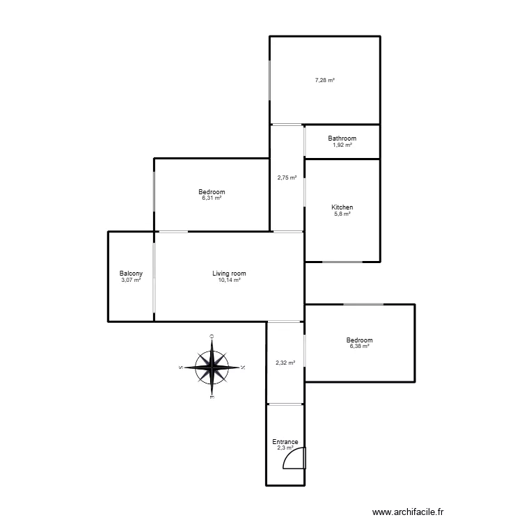 TEIDE 46. Plano de 10 habitaciones y 48 m²