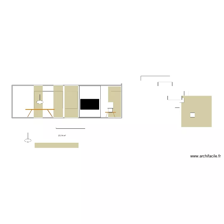 Vista living comedor. Plano de 