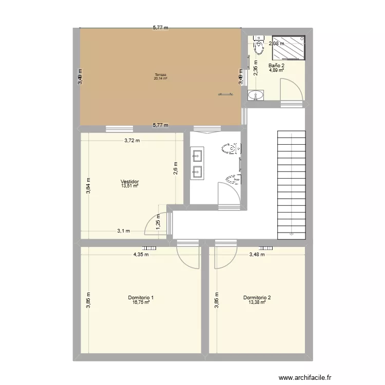 Aerotermina. Plano de 4 Habitaciones y 49 m² Aerotermina. Plano de 4 Habitaciones y 49 m²