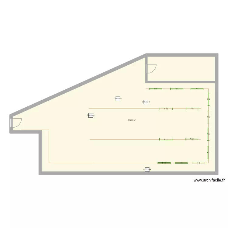 Aula simuladors. Plano de 1  y 143 m²