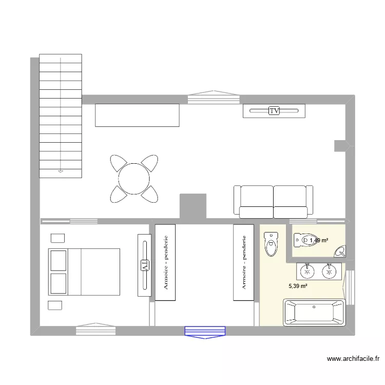 pikin_loft2. Plano de 2  y 7 m²