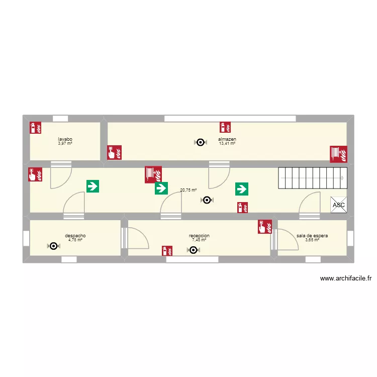 punto de reuniomn. Plano de 6  y 54 m²