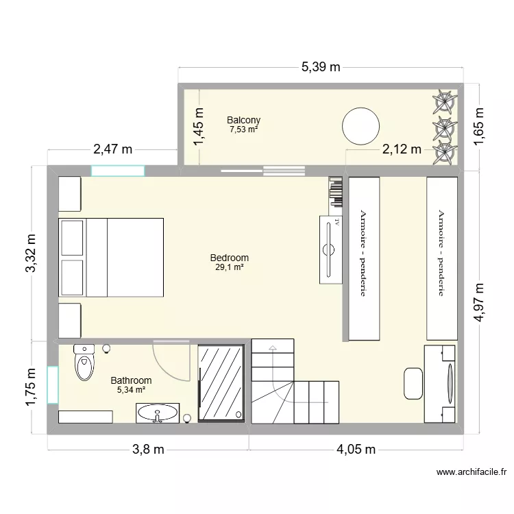 Segundo PISO. Plano de 3  y 42 m²
